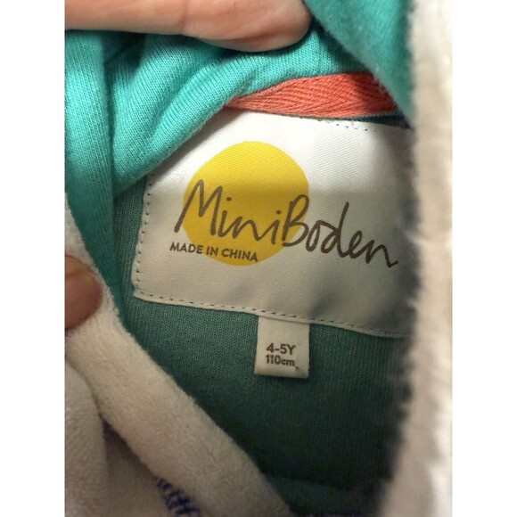 MINI BODEN THICK TERRY CLOTH Stripe SWIMSUIT HOODED COVER UP SZ 4 5 - Picture 4 of 5